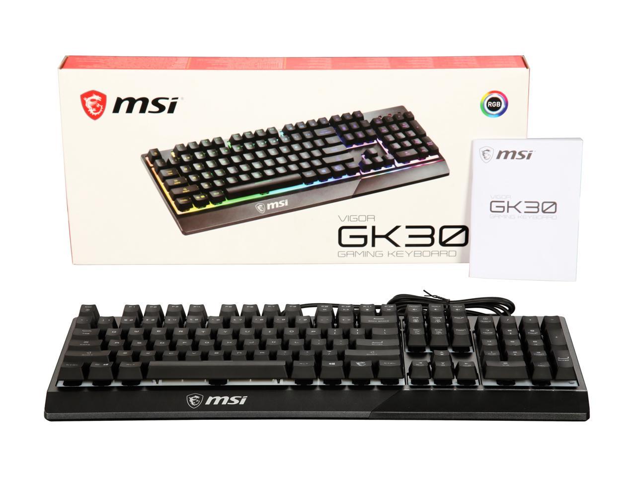 MSI Vigor GK30 USB Wired Gaming Keyboard with RGB Backlight and Water Repellent