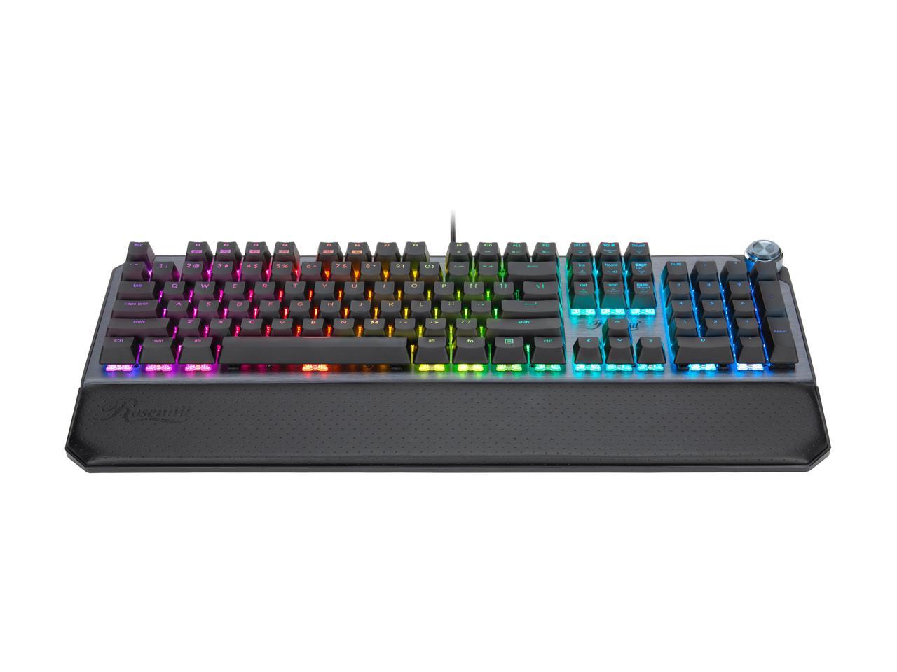 Rosewill NEON K91 RGB S Mechanical Gaming Keyboard with Cherry MX Silver Switches, RGB Underglow and 17 Backlit Modes, Multifunctional Dial Control, Wrist Rest and PBT Keycap Set