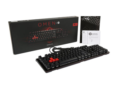 OMEN by HP Keyboard 1100 Mechanical Gaming Keyboard with Blue Switches, Red Backlit LED