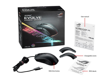 ASUS ROG Strix Evolve Aura RGB USB Wired Optical Ergonomic Ambidextrous Gaming Mouse (7200 DPI)