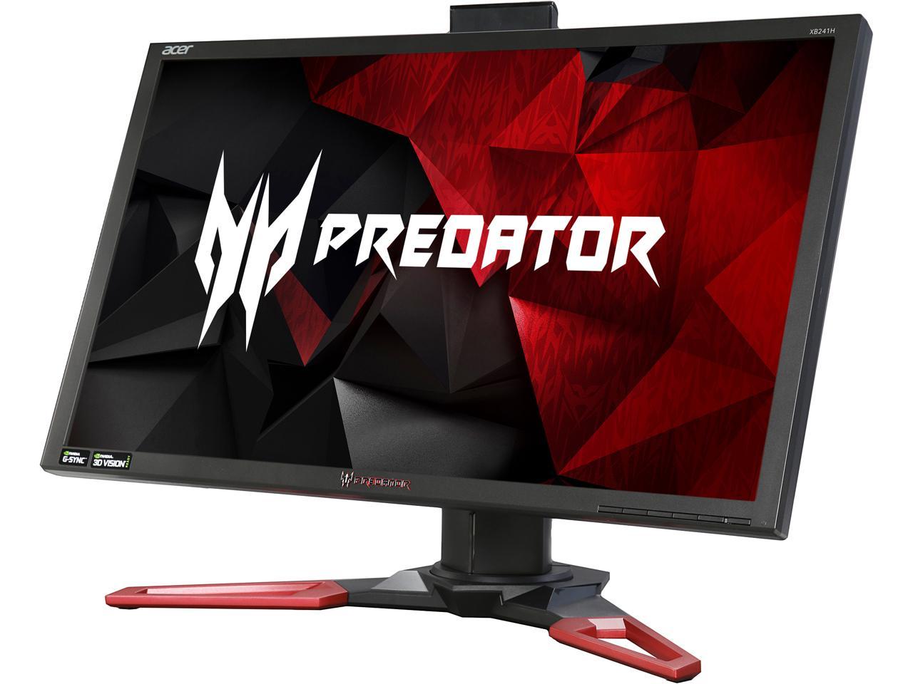 Acer Predator XB1 XB241H bmipr 24" Full HD 1920 x 1080 1ms 144Hz 180Hz OverClocked HDMI DisplayPort NVIDIA G-SYNC Technology Built-in Speakers Flicker-Less Technology Backlit LED Gaming Monitor