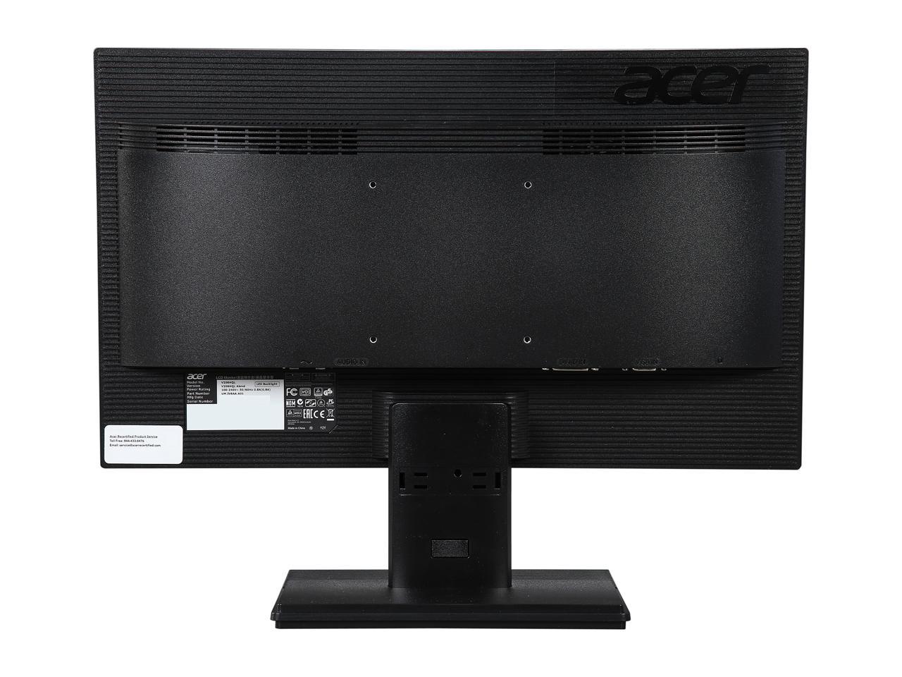 Acer V206HQL Black 19.5" 5ms Widescreen LED Backlight LCD Monitor - 16:9 - Adjustable Display Angle 200 cd/m2 DC 100,000,000:1 (600:1) Manufacturer Recertified