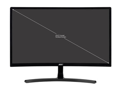 Acer ED242QR Abidpx 24" Full HD 1920 x 1080 144Hz DVI HDMI DisplayPort AMD FreeSync Technology Widescreen Backlit LED Curved Gaming Monitor