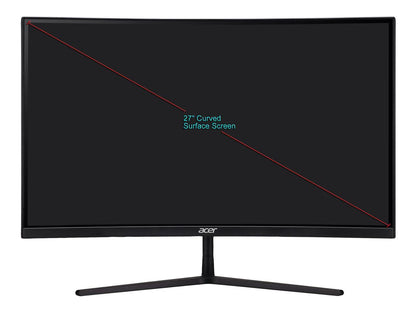 Acer EI272UR Pbmiiipx 27" WQHD 2560 x 1440 144Hz 2K 4ms (GTG) 144Hz 3xHDMI DisplayPort Built-in Speakers AMD FreeSync 2 Backlit LED Curved Gaming Monitor