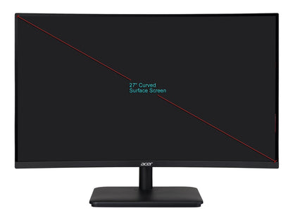 Acer ED270R 27" Black 1920 x 1080 Widescreen 16:9 165Hz Refresh Rate AMD FreeSync Premium Technology, 2x HDMI, DisplayPort Curved LED Gaming Monitor