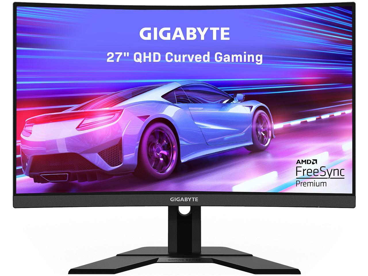 GIGABYTE G27QC 27" 165Hz 1440P Curved Gaming Monitor, 2560 x 1440 VA 1500R Display, 1ms (MPRT) Response Time, 92% DCI-P3, HDR Ready, FreeSync Premium, 1x Display Port 1.4, 2x HDMI 2.0, 2x USB 3.0