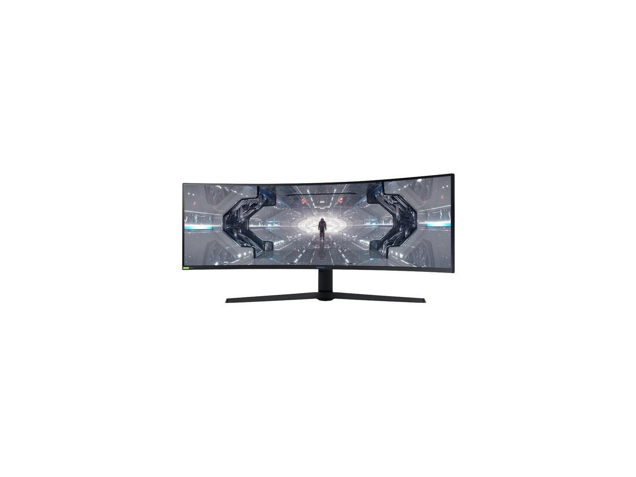 SAMSUNG Odyssey G9 Series C49G97T 49" Dual QHD 5120 x 1440 2K 1ms (GTG) 240Hz HDMI, 2x DisplayPort, 2x USB 3.0 AMD FreeSync and G-Sync Compatible Curved DisplayHDR 1000 QLED Gaming Monitor