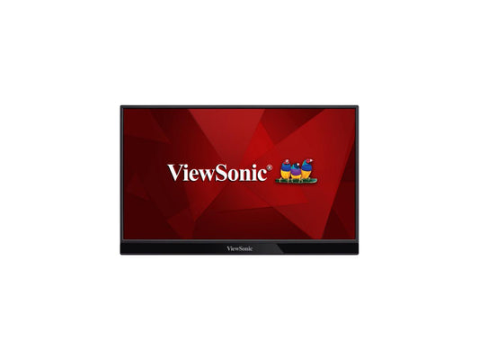 ViewSonic VG1655 15.6" Full HD 1920 x 1080 14 ms (GTG), 6.5 ms (GTG w/ OD) Mini HDMI, 2 x USB-C Portable Monitor with 2 Way Powered 60W USB-C, Eye Care, Dual Speakers, Frameless Design and Built in Stand with Cover