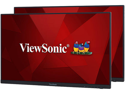 ViewSonic VA2256-MHD_H2 22 Inch Frameless Dual Pack Head-Only 1080p IPS Monitors with HDMI DisplayPort and VGA for Home and Office