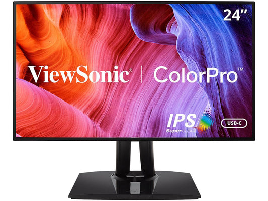 ViewSonic VP2468a 24 Inch Premium IPS 1080p Monitor with Advanced Ergonomics, ColorPro 100% sRGB Rec 709, 14-bit 3D LUT, Eye Care, 65W USB C, RJ45, HDMI, DP Daisy Chain for Home and Office