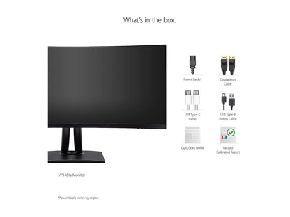 ViewSonic VP3481a 34 Inch Premium WQHD+ Curved Ultrawide Monitor with FreeSync, 100Hz, ColorPro 100% sRGB Rec 709, 14-bit 3D LUT, Eye Care, 90W USB C, HDMI, DisplayPort for Home and Office