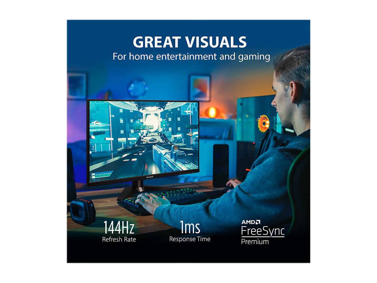 ViewSonic VX2768-2KP-MHD 27 Inch Frameless WQHD 1440p 144Hz 1ms IPS Gaming Monitor with FreeSync Premium, Eye Care, HDMI and DisplayPort