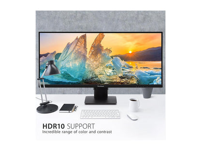 ViewSonic VA3456-MHDJ 34 Inch 21:9 UltraWide WQHD 1440p Monitor Frameless IPS with Ergonomics Design HDMI and DisplayPort Inputs for Home and Office