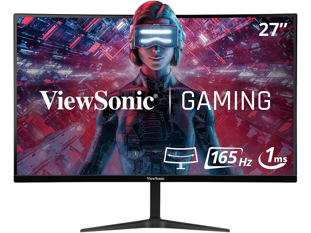 ViewSonic VX2718-2KPC-MHD 27 Inch WQHD 1440p 165Hz 1ms Curved Gaming Monitor with Adaptive-Sync Eye Care HDMI and Display Port