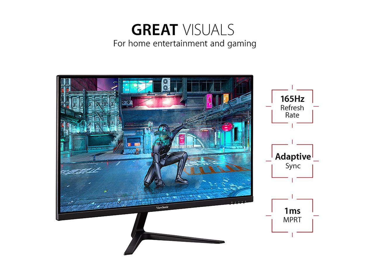 ViewSonic VX2718-P-MHD 27 Inch Frameless Full HD 1080p 165Hz 1ms Gaming Monitor with Adaptive-Sync Eye Care HDMI and Display Port