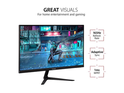 ViewSonic VX2718-P-MHD 27 Inch Frameless Full HD 1080p 165Hz 1ms Gaming Monitor with Adaptive-Sync Eye Care HDMI and Display Port