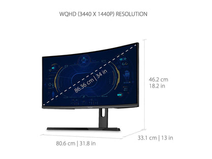 ViewSonic VX3418-2KPC 34 Inch 21:9 UltraWide WQHD 1440p 144Hz 1ms Curved Gaming Monitor with Adaptive-Sync Eye Care HDMI and Display Port