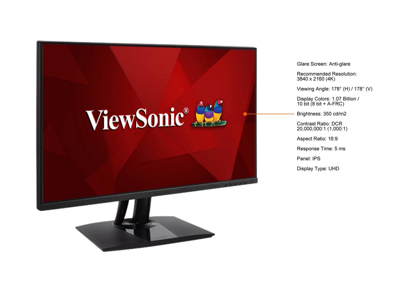 ViewSonic VP2756-4K 27 Inch Premium IPS 4K Frameless Ergonomic Monitor with Color Accuracy, Pantone Validated, Factory Calibrated, HDMI, DisplayPort and USB Type C for Professional Home and Office