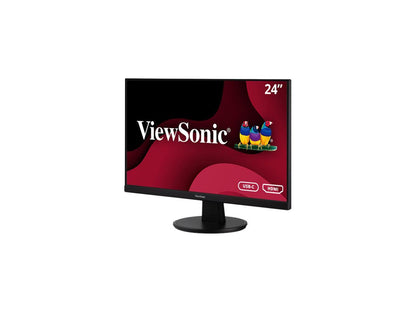 ViewSonic VA2447-MHU 24 Inch Full HD 1080p Monitor with Ultra-Thin Bezel, Adaptive Sync, 75Hz, Eye Care, and HDMI, VGA, USB-C Inputs for Home and Office