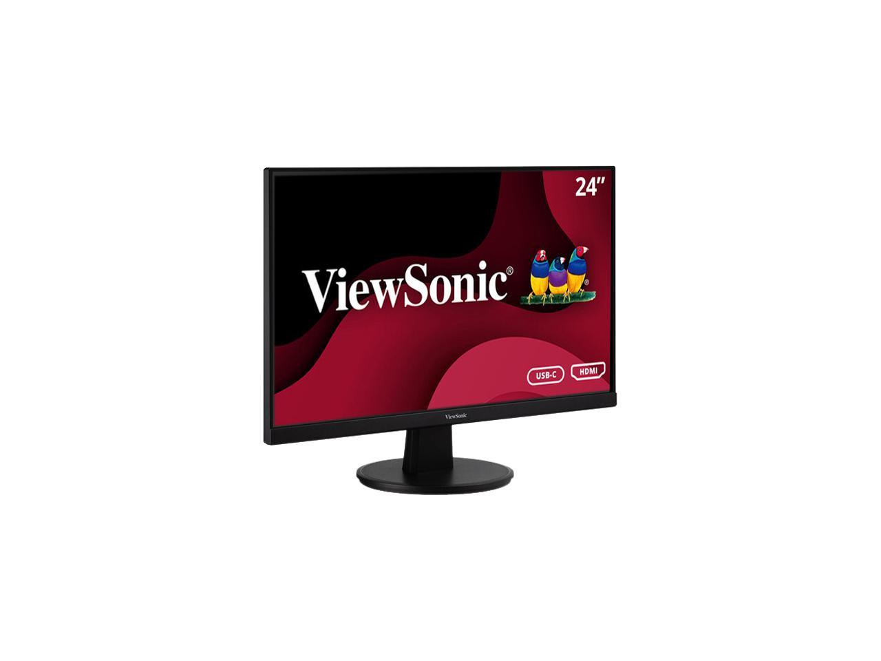 ViewSonic VA2447-MHU 24 Inch Full HD 1080p Monitor with Ultra-Thin Bezel, Adaptive Sync, 75Hz, Eye Care, and HDMI, VGA, USB-C Inputs for Home and Office