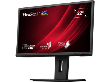 ViewSonic 22" 60 Hz VA monitors 5 ms VGA: 1 USB 3.2 Type A Down Stream: 4 USB 3.2 Type B Up Stream: 1 3.5mm Audio In: 1 3.5mm Audio Out: 1 HDMI 1.4: 1 DisplayPort: 1 Power in: 3-pin Socket (IEC C14 / CEE22) Built-in Speakers VG2240