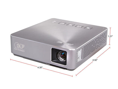 Asus S1 Silver Portable LED Projector, 854 x 480, 1000:1, 200 ANSI Lumens, HDMI&MHL&USB, Built-in Speaker