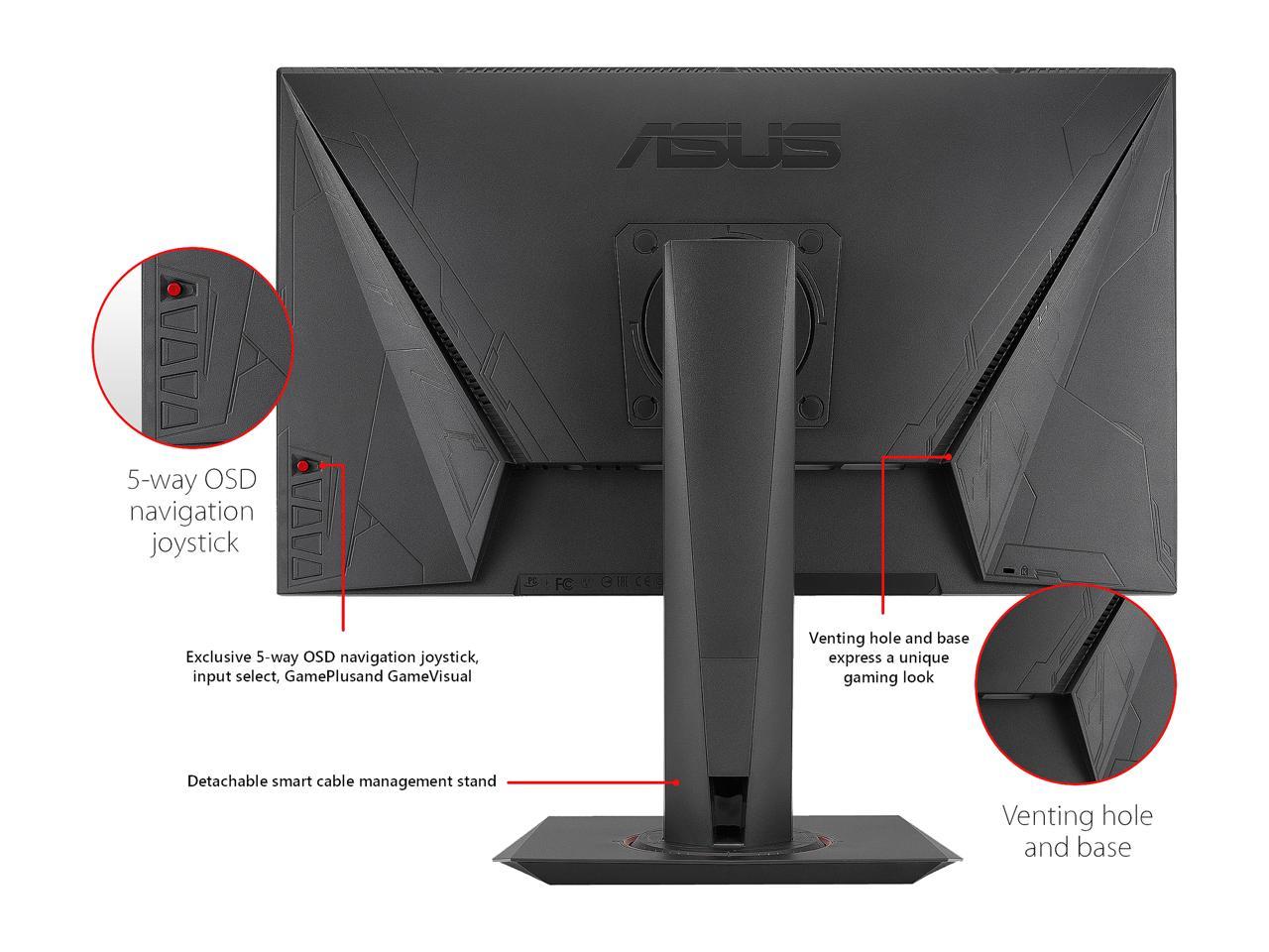 ASUS MG248QR Black 24" eSports Gaming Monitor FHD (1920x1080) FreeSync/Adaptive Sync 144Hz 1ms VESA Height Adjustable Stand DP HDMI DVI 3.5mm Earphone Jack