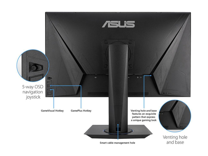 ASUS VG275Q Black 27" Full HD 1920 x 1080 75Hz 1ms 2xHDMI VGA DisplayPort FreeSync Adaptive Sync ASUS Eye Care Ultra Low-Blue Light Flicker-Free Technology Backlit LED Console Gaming Monitor