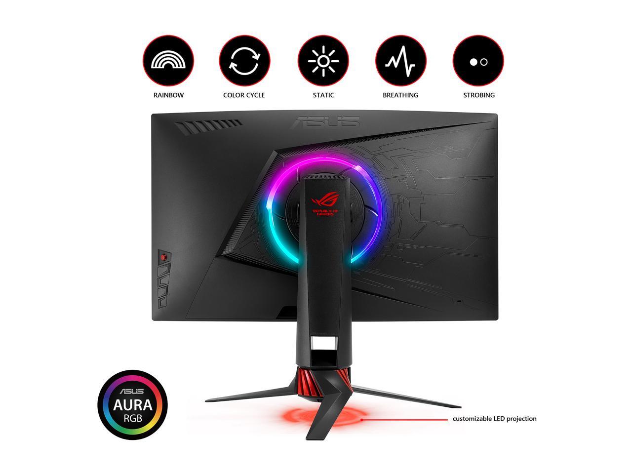 ASUS ROG Strix XG27VQ 27" Full HD 1920 x 1080 FreeSync 144Hz Curved Gaming Monitors with Aura RGB Lighting, Height, and Swift Adjustable