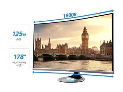 ASUS Designo Curved MX32VQ 31.5â€? WQHD 75Hz DP HDMI Eye Care Monitor with Adaptive-Sync 300 cd/m2 ASCR 100,000,000:1 (3,000:1)