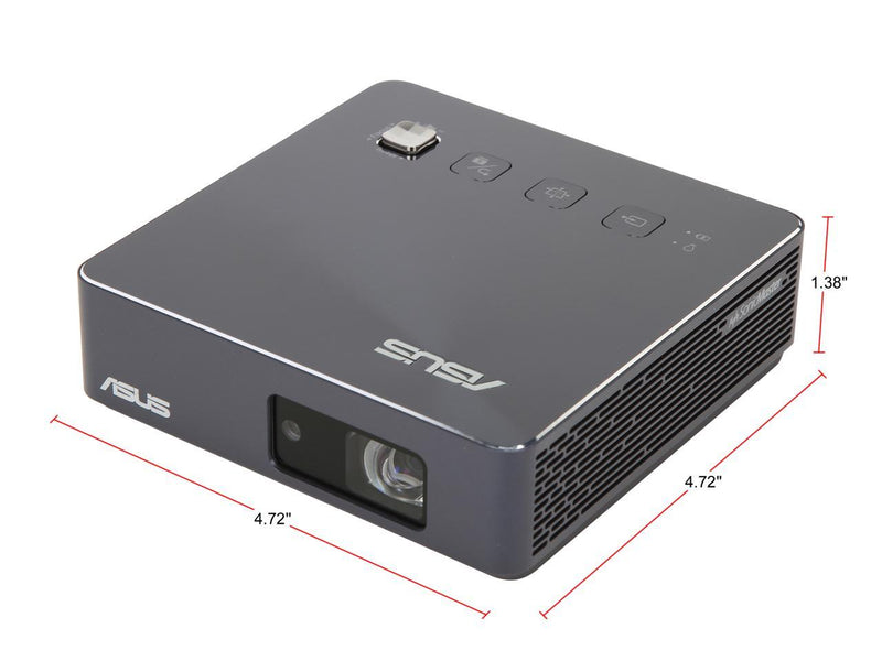 ASUS ZenBeam S2 Portable LED Projector, 500 Lumens, 720P, USB-C, Built-in 6000mAh Battery, Up to 3.5-hour Projection, Power Bank, Short Throw, Horizontal & Vertical Keystone Adjustment, Auto Focus, HDMI