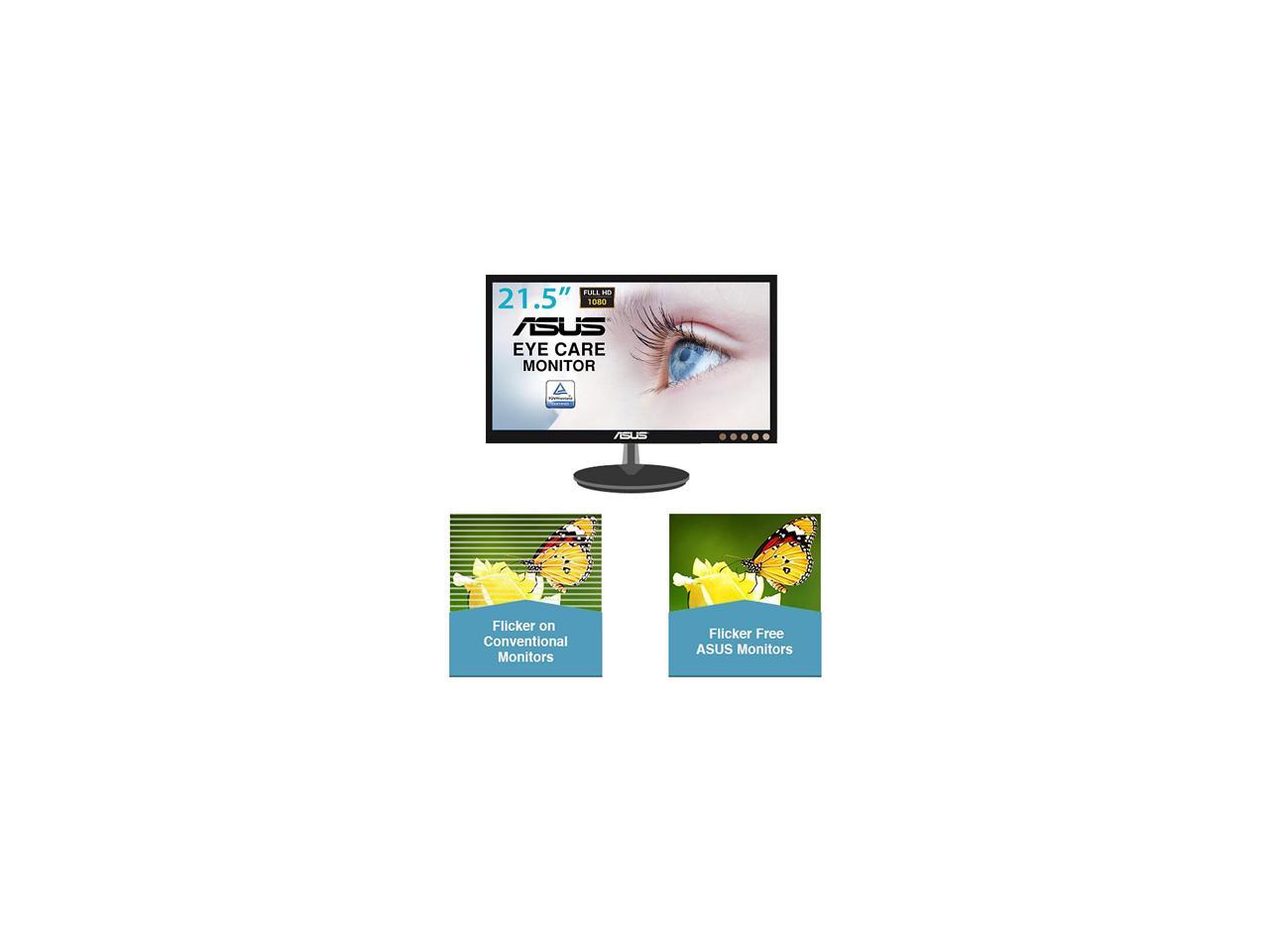 Asus VZ229HE 22" (Actual size 21.5") Full HD 1920 x 1080 HDMI VGA Blue Light Filter Frameless Bezel Eye Care Monitor