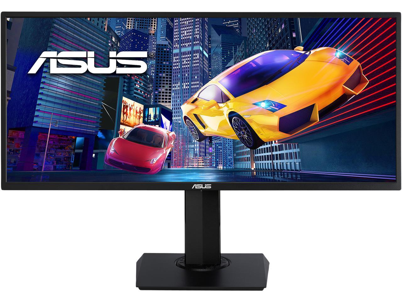 ASUS VP348QGL 34" Quad HD 3440 x 1440 75Hz 4ms 2xHDMI DisplayPort Adaptive-SYNC/FreeSync HDR-10 Blue Light Filter Flicker Free Asus Eye Care Built-in Speakers Ultra Wide Backlit LED Gaming Monitor