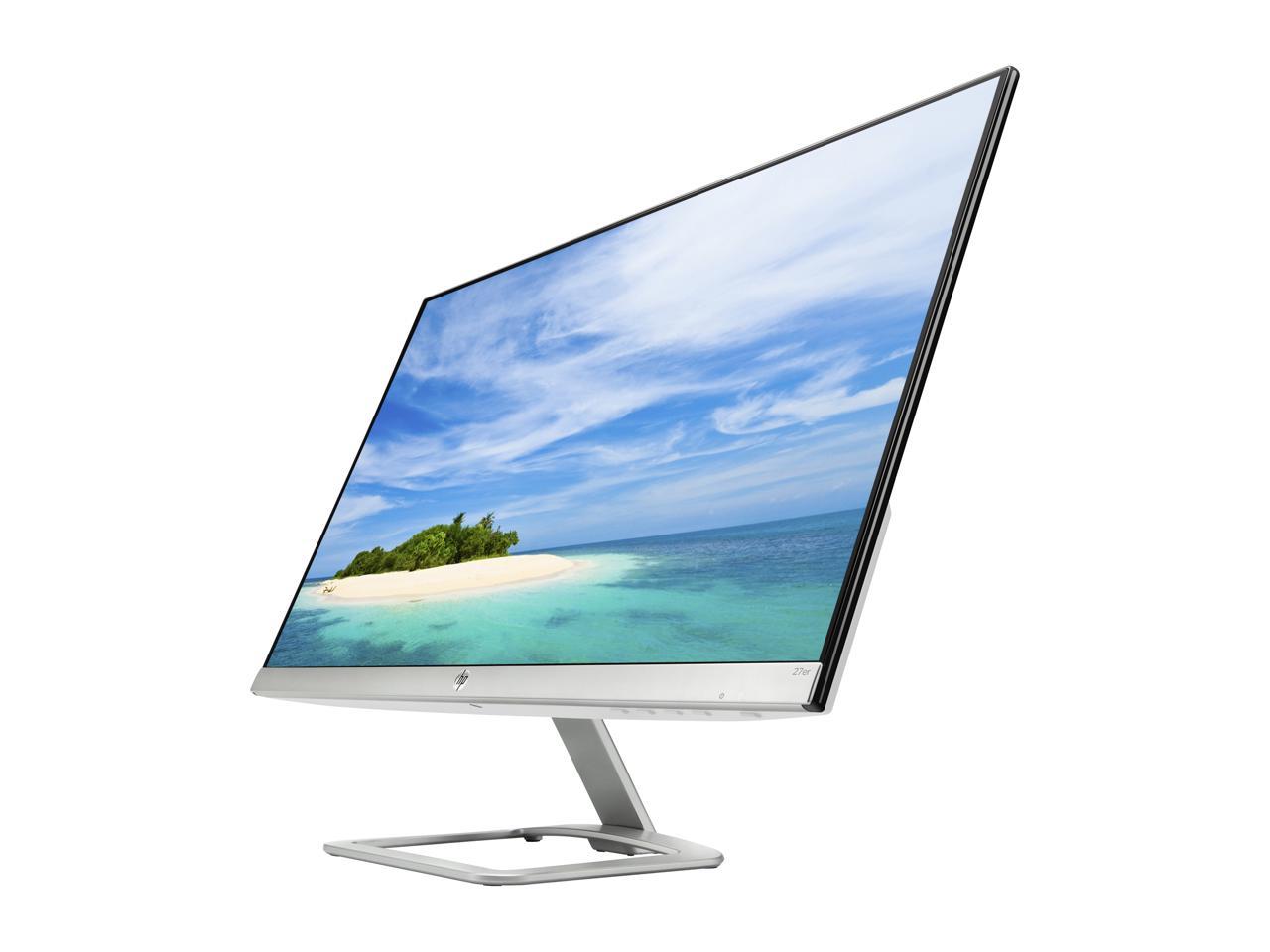 HP 27ER Frameless Silver/White 27" IPS Widescreen LCD/LED Monitors, HDMI 1920x1080 60Hz, w/ Anti-Glare, Technicolor Color Certification with Easy Connectivity Setting, 178/178 Viewing Angle