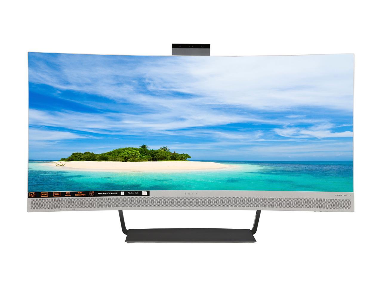 HP ENVY 34 Curved 34" VA WQHD 3440 x 1440 Monitor, 6ms, HDMI, DP 1.2, Built-in Speakers by Bang & Olufsen, Integrated Privacy Webcam with Dual Microphones