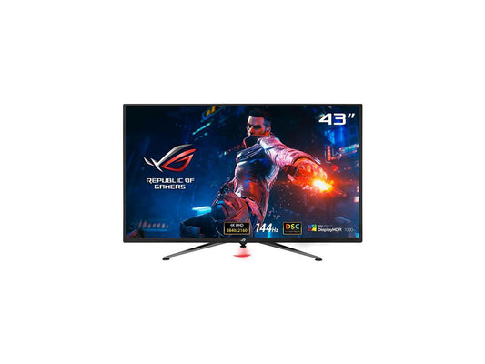 ASUS ROG Swift PG43UQ 43" UHD 3840 x 2160 (4K) 1 ms (MPRT) 144 Hz 2xHDMI, 2xDisplayPort, USB, G-SYNC Compatible, DSC, DisplayHDR 1000, DCI-P3 90%, Adaptive Sync, Shadow Boost, Built-in Speakers Gaming Monitor