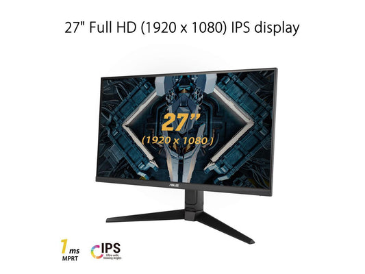 ASUS TUF Gaming VG279QL1A 27" HDR Gaming Monitor, 1080P Full HD, 165Hz (Supports 144Hz), IPS, 1ms, FreeSync Premium, DisplayHDR 400, Extreme Low Motion Blur, Eye Care, 2x HDMI, DisplayPort