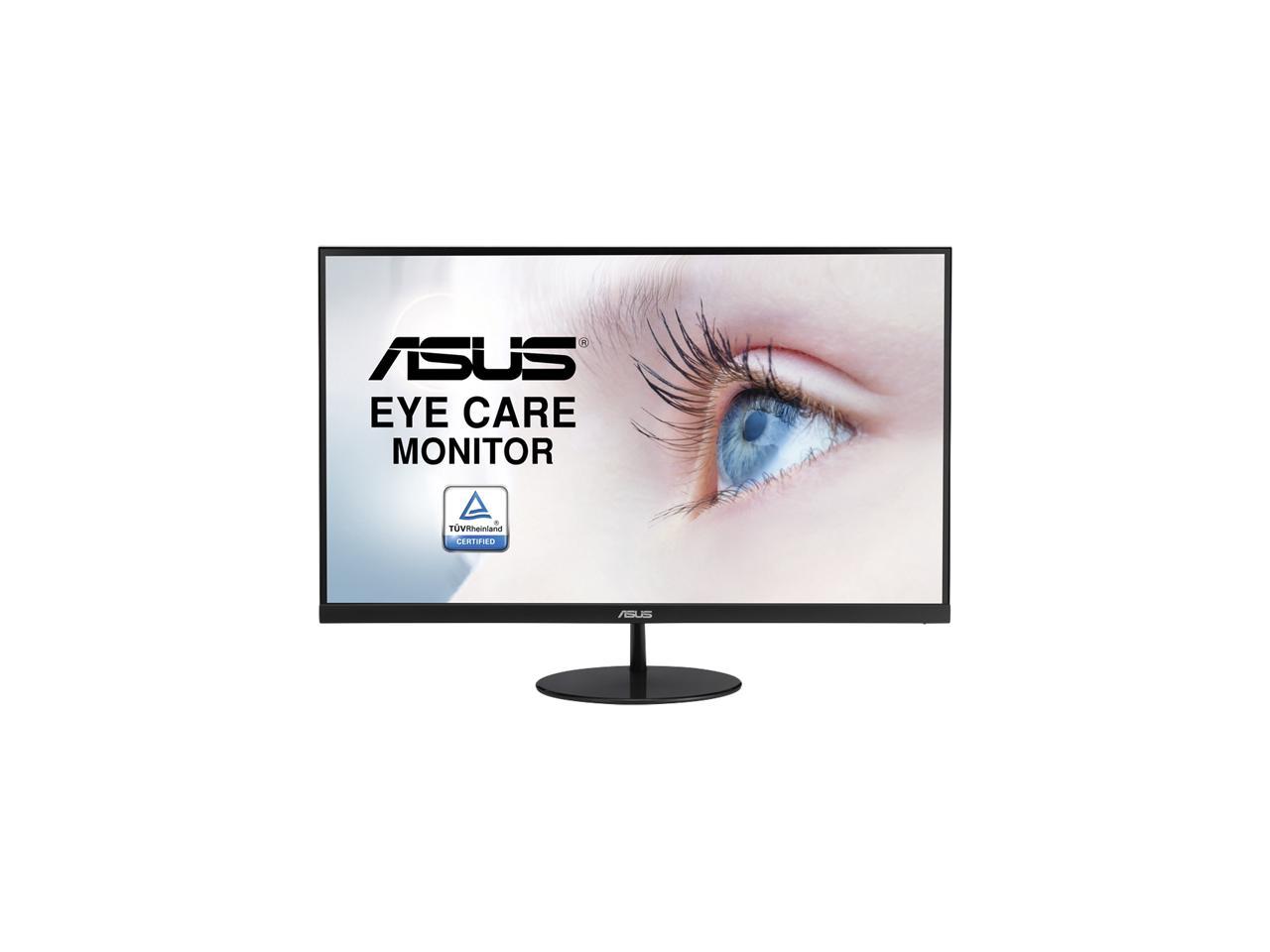 ASUS VL249HE 24" (23.8" Viewable) Eye Care Monitor, 1080P Full HD, 75Hz, IPS, Adaptive-Sync/FreeSync, Eye Care, HDMI VGA, Frameless Slim Design, VESA Wall Mountable