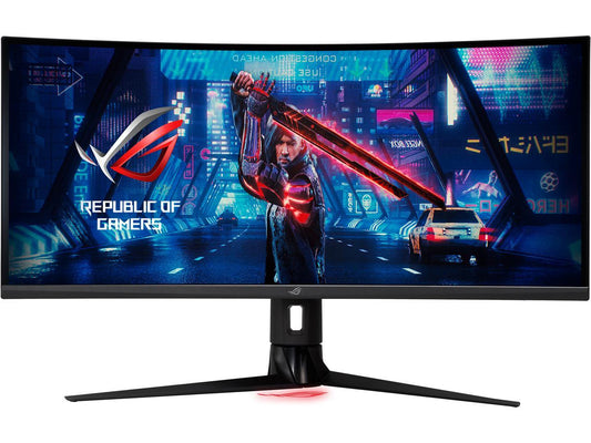 ASUS ROG Strix 34" XG349C UWQHD 3440 x 1440 180Hz (OC) 1ms (GTG) Extreme Low Motion Blur Sync, 135% sRGB, G-Sync Compatible, DisplayHDR 400, USB-C, DisplayPort, HDMI Gaming Monitor