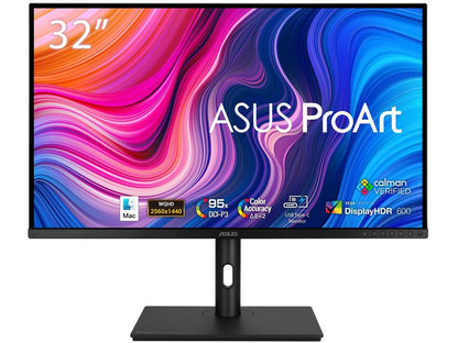 ASUS ProArt Display 32" 1440P Monitor (PA328CGV) - QHD (2560 x 1440), IPS, 165Hz, 95% DCI-P3, 100% sRGB/Rec.709, Delta E < 2, Calman Verified, USB-C Power Delivery, DisplayPort, HDMI, USB 3.1 Hub, C-clamp