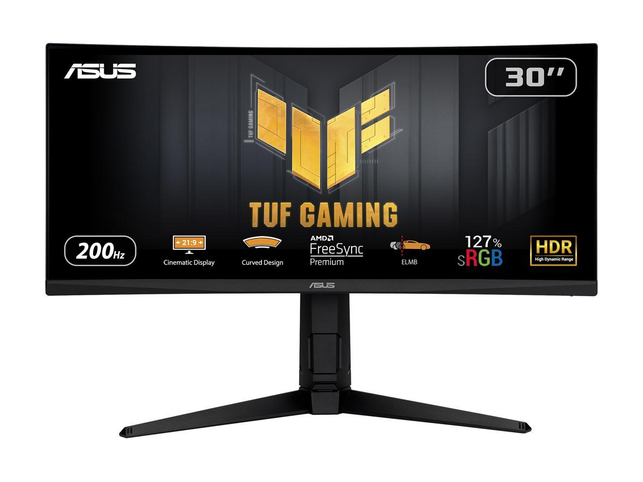 ASUS TUF Gaming 30" 21:9 1080P Ultrawide Curved HDR Monitor (VG30VQL1A) - WFHD (2560 x 1080), 200Hz (Supports 144Hz), 1ms, Extreme Low Motion Blur, FreeSync Premium, Eye Care, DisplayPort, HDMI