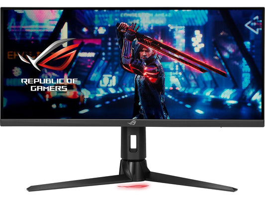 ASUS ROG Strix 29.5" 21:9 HDR Gaming Monitor (XG309CM) - WFHD (2560 x 1080), Fast IPS, 220Hz, 1ms, Extreme Low Motion Blur Sync, G-SYNC Compatible, Tripod Socket for Streaming, USB Type-C, KVM Support