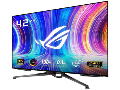 ASUS ROG Swift OLED PG42UQ Gaming Monitor - 41.5" 4K, OLED, 138Hz (Overclocked), 0.1 ms (GTG), G-SYNC Compatible, Custom Heatsink, 98% DCI-P3, True 10-bit, HDMI 2.1, DisplayPort 1.4