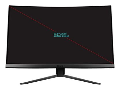 MSI Optix MAG241C 24" (Actual size 23.6") Full HD 1920 x 1080 1ms (MPRT) 144Hz 2xHDMI DisplayPort USB 2.0 Hub AMD FreeSync Frameless Anti-Glare LED Backlit Curved Gaming Monitor