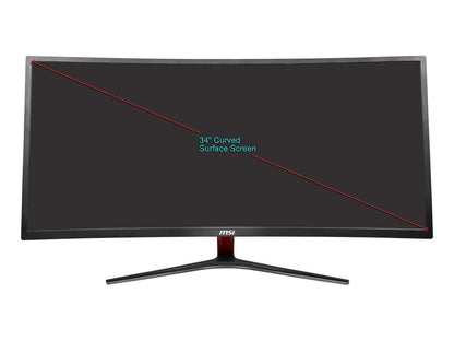 MSI Optix MAG341CQ 34" UWQHD 3440 x 1440 2K 100Hz DisplayPort HDMI DVI AMD FreeSync Anti-Flicker UltraWide Anti-Glare Backlit LED Curved Gaming Monitor