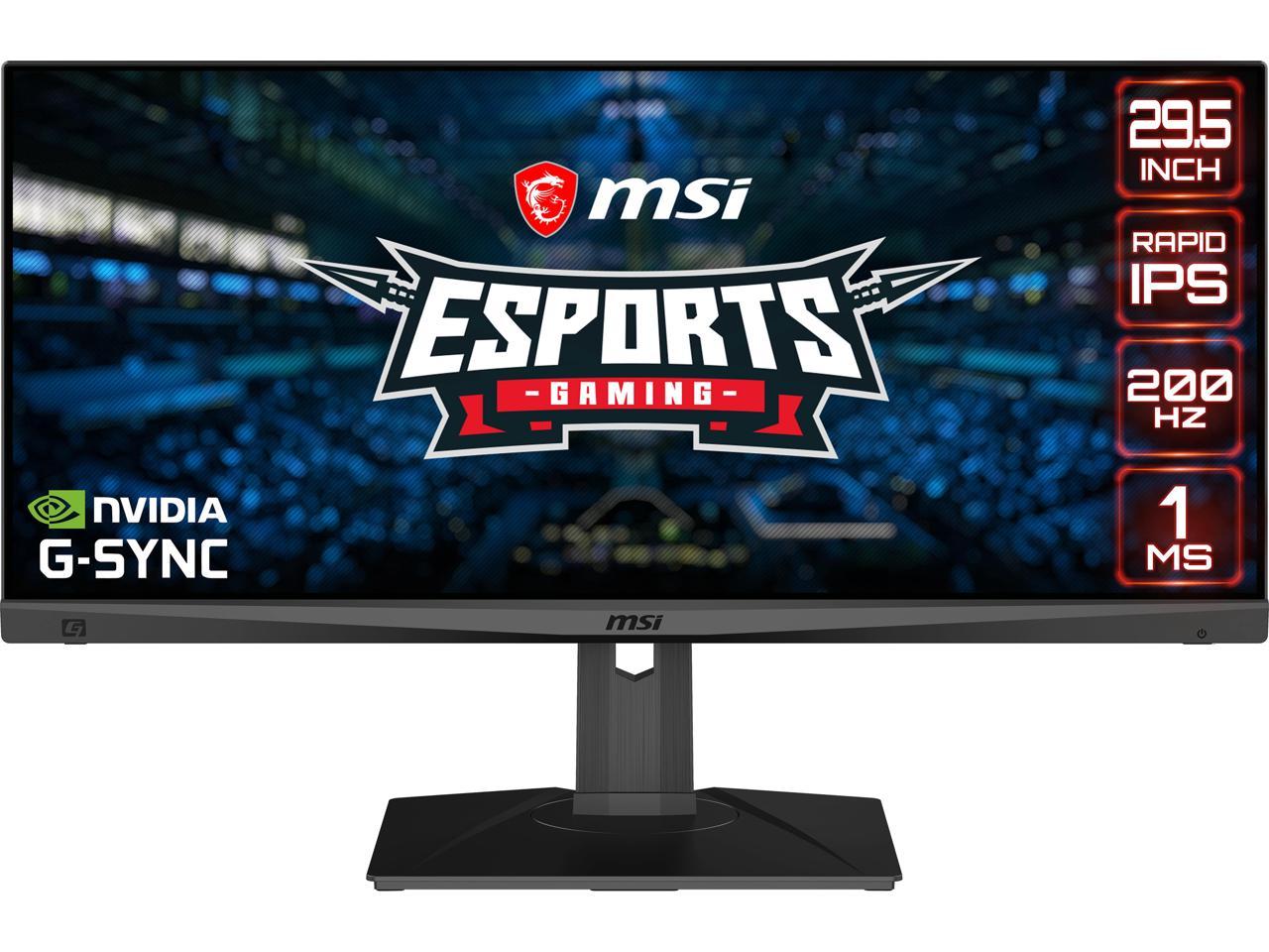 MSI 29.5" Optix MAG301RF Full HD 1920 x 1080 200Hz SS IPS 1ms (GTG) DisplayPort HDMI Tilt Swivel Height Adjust VESA G-Sync Compatible Gaming Monitor