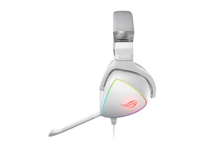 ASUS ROG Delta White Edition USB / USB-C Connector Circumaural RGB Gaming Headset with Hi-Res ESS Quad-DAC, USB-C Connector for PCs and Mobile Gaming