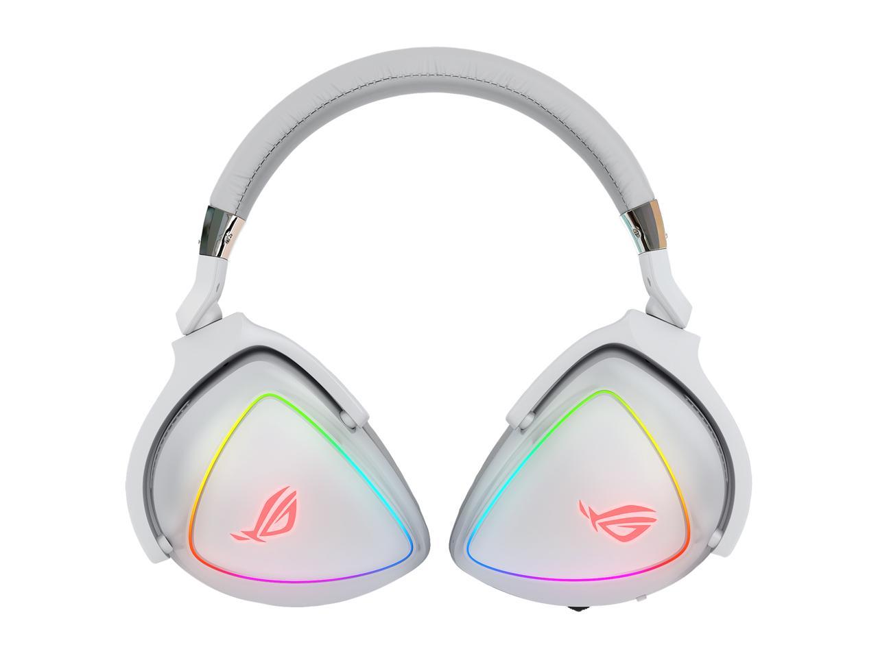 ASUS ROG Delta White Edition USB / USB-C Connector Circumaural RGB Gaming Headset with Hi-Res ESS Quad-DAC, USB-C Connector for PCs and Mobile Gaming