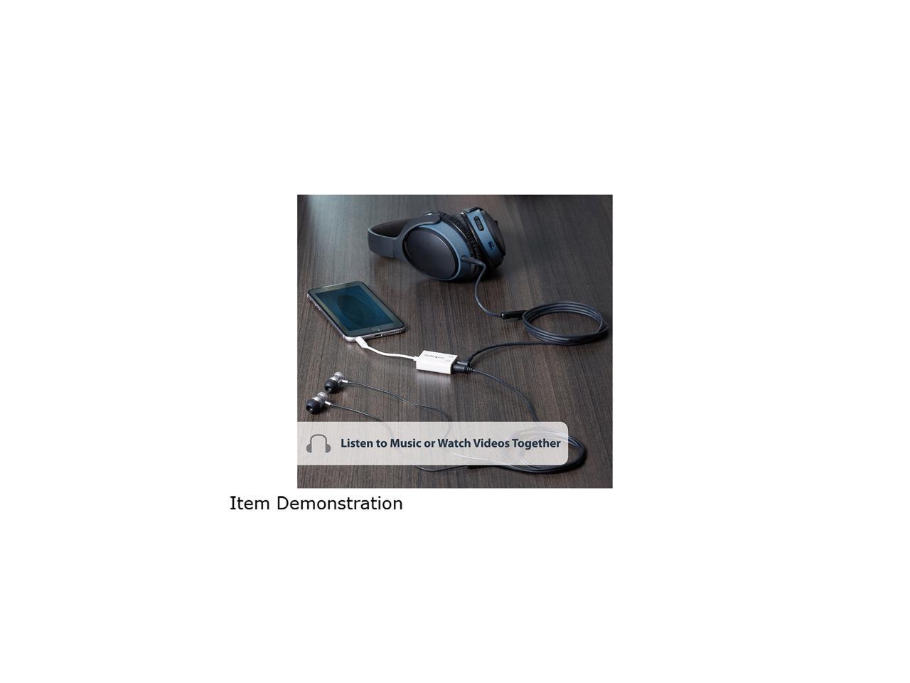 StarTech.com MUY1MFFADPW White Slim Mini Jack Headphone Splitter Cable Adapter - 3.5mm Male to 2x 3.5mm Female Male to Female