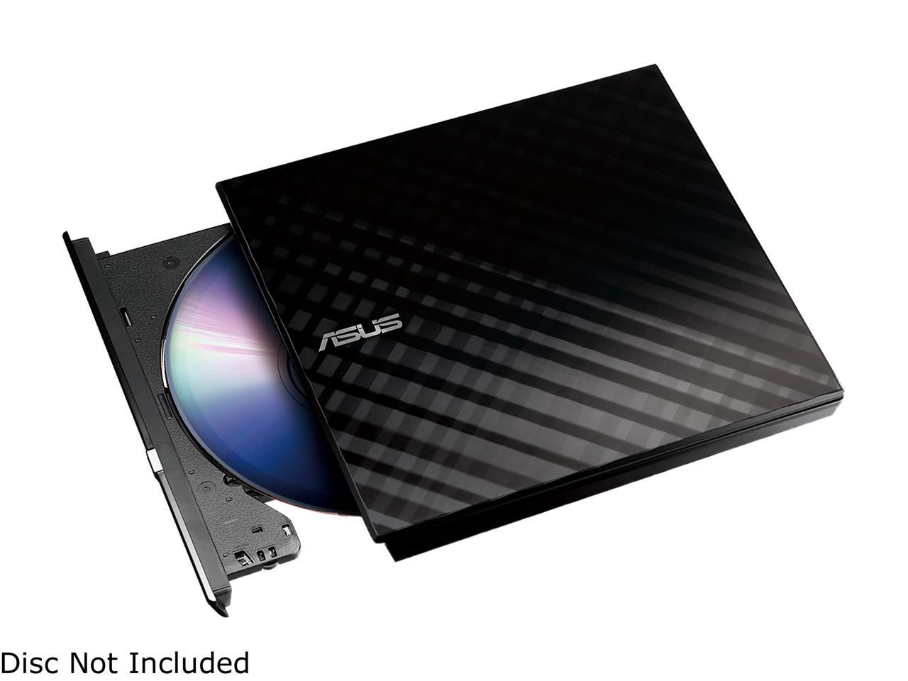 ASUS USB 2.0 Black External Slim CD / DVD Re-writer MacOS Compatible Model SDRW-08D2S-U